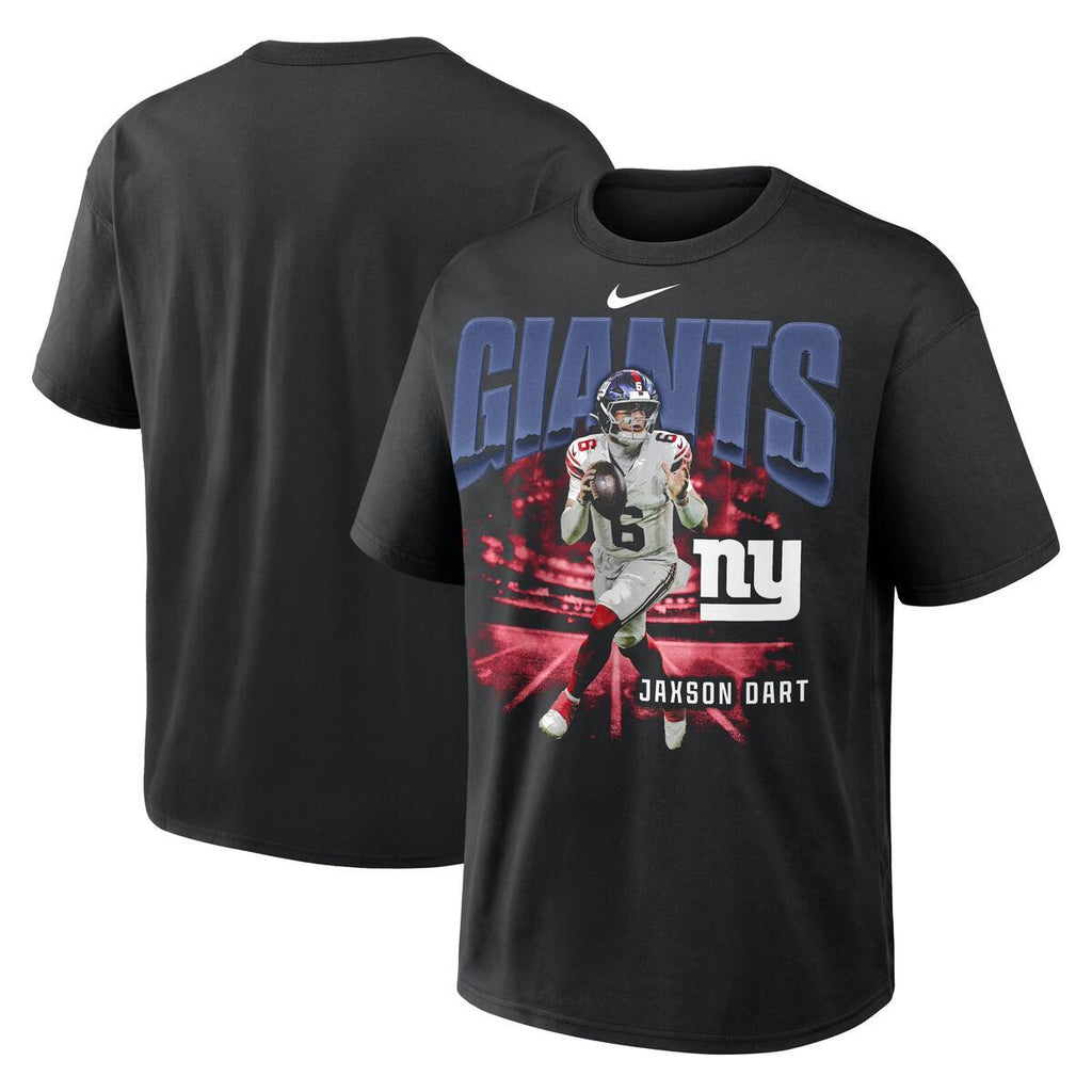 Jaxson Dart New York Giants Nike Player Graphic Oversized Max90 T-Shirt - Black