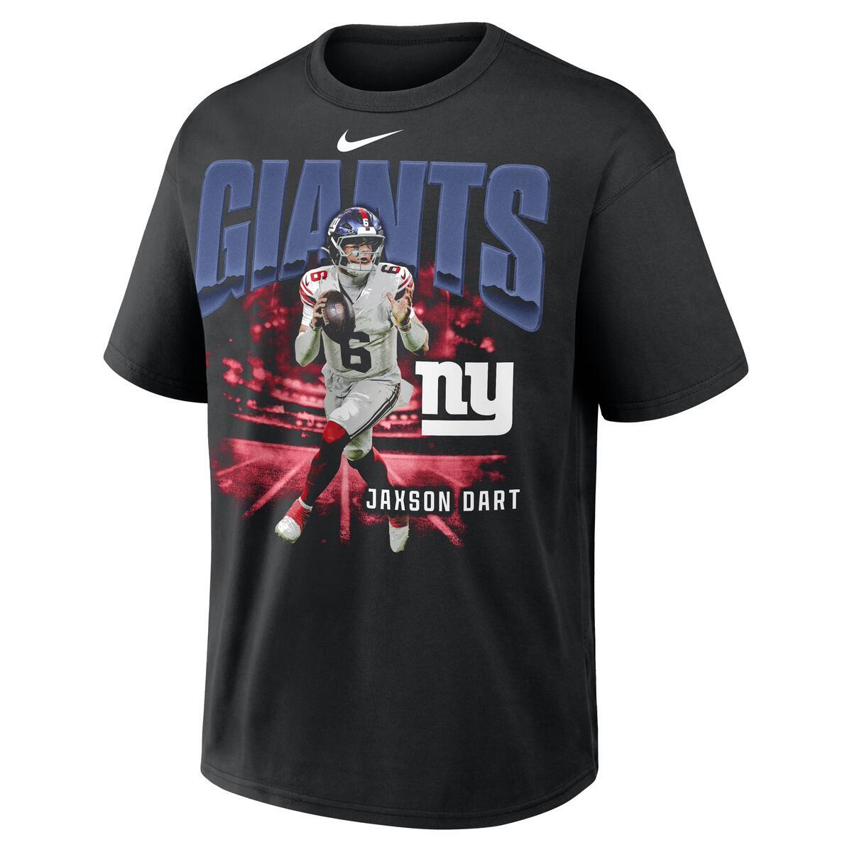 Jaxson Dart New York Giants Nike Player Graphic Oversized Max90 T-Shirt - Black