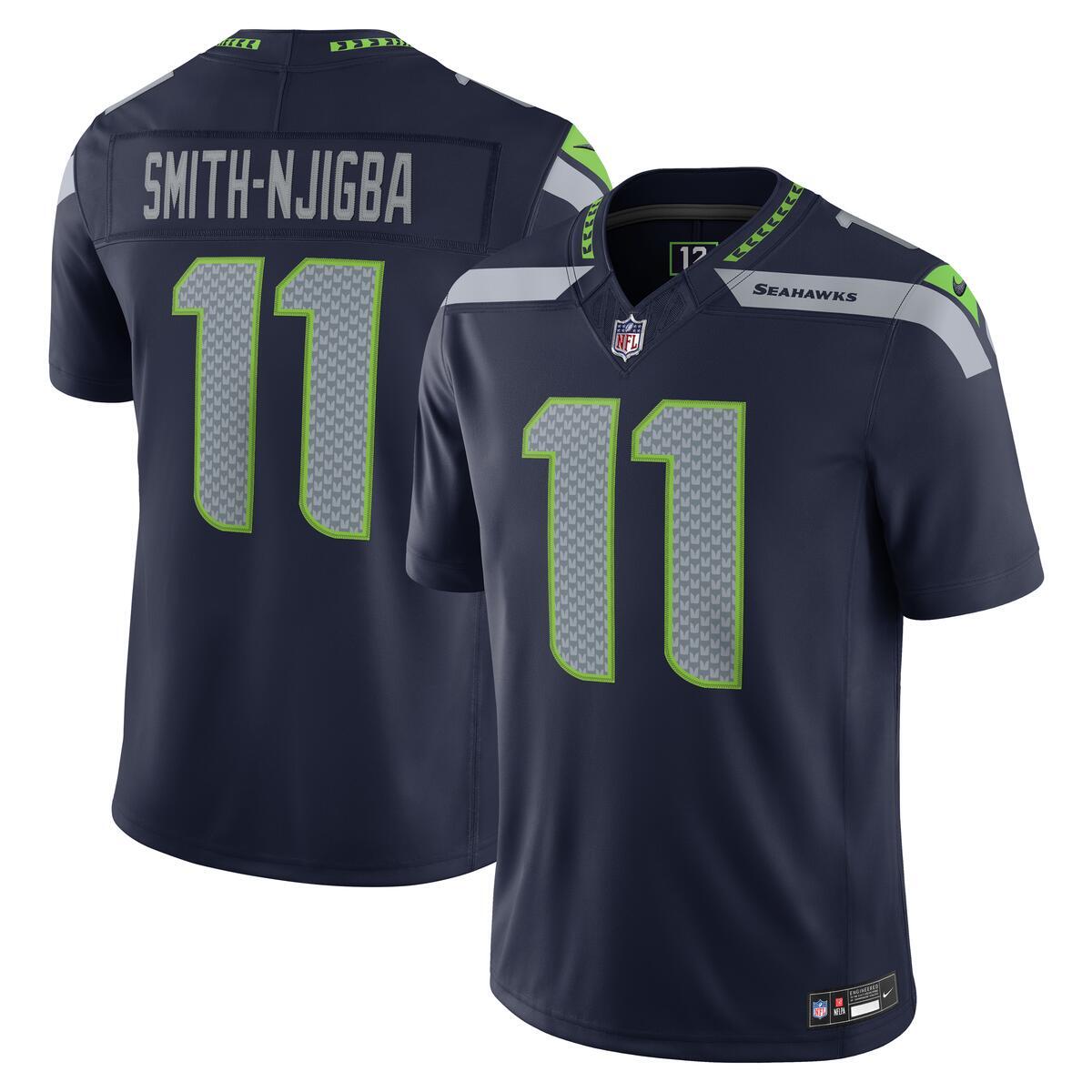 Jaxon Smith-Njigba Seattle Seahawks Nike Alternate Vapor F.U.S.E. Stitched Limited Jersey Home - Navy