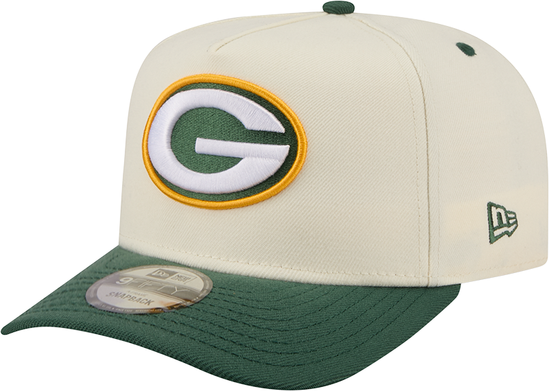 Green Bay Packers NFL New Era Rear Hit Wordmark A-Frame 9FIFTY Snapback Hat - 2 Tone