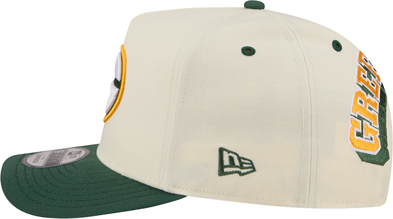 Green Bay Packers NFL New Era Rear Hit Wordmark A-Frame 9FIFTY Snapback Hat - 2 Tone