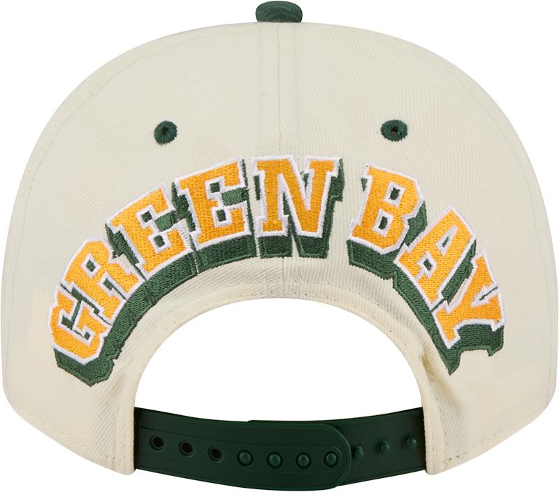 Green Bay Packers NFL New Era Rear Hit Wordmark A-Frame 9FIFTY Snapback Hat - 2 Tone