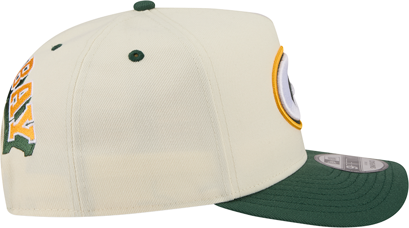 Green Bay Packers NFL New Era Rear Hit Wordmark A-Frame 9FIFTY Snapback Hat - 2 Tone
