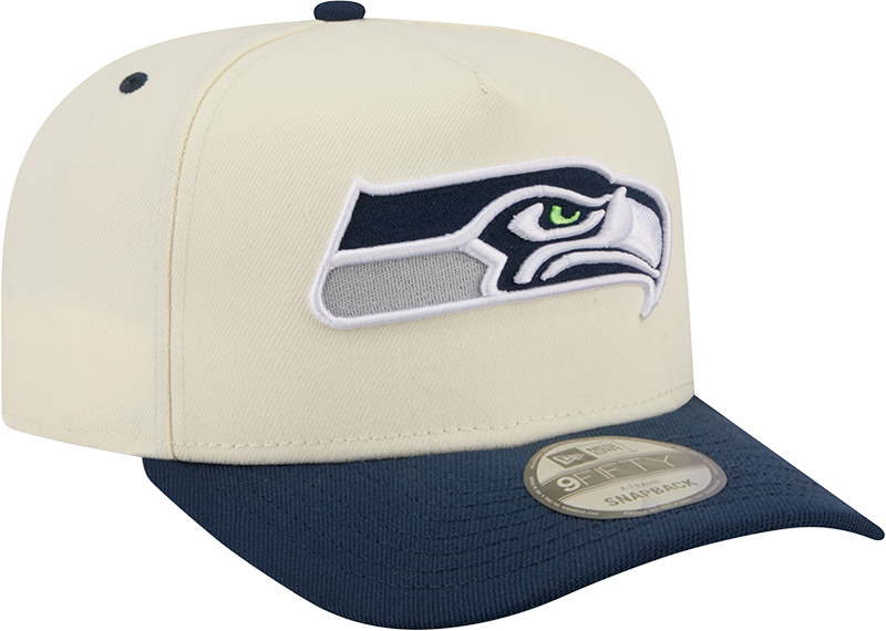 Seattle Seahawks NFL New Era Rear Hit Wordmark A-Frame 9FIFTY Snapback Hat - 2 Tone