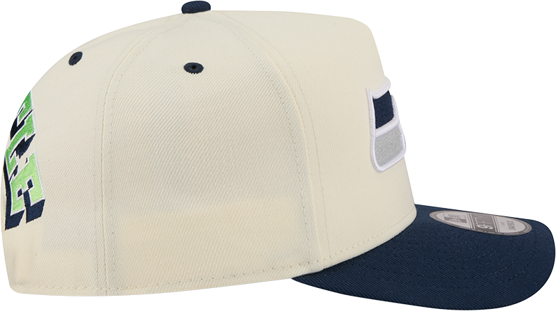 Seattle Seahawks NFL New Era Rear Hit Wordmark A-Frame 9FIFTY Snapback Hat - 2 Tone