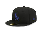 Los Angeles Dodgers New Era 59-Fifty Black Dark Royal Fitted Cap