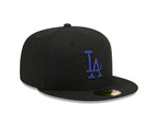 Los Angeles Dodgers New Era 59-Fifty Black Dark Royal Fitted Cap