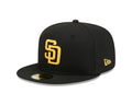 San Diego Padres New Era 59-Fifty 5950 Black Team Color Fitted Cap