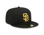 San Diego Padres New Era 59-Fifty 5950 Black Team Color Fitted Cap