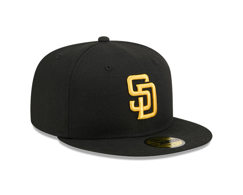 San Diego Padres New Era 59-Fifty 5950 Black Team Color Fitted Cap