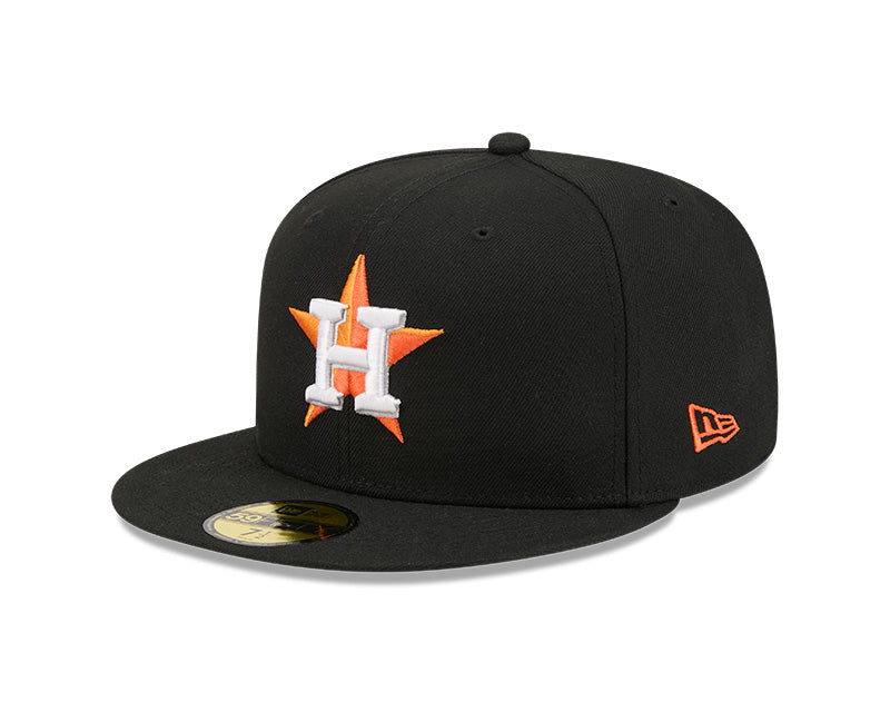 Houston Astros New Era 59-Fifty 5950 Black Team Color Fitted Cap