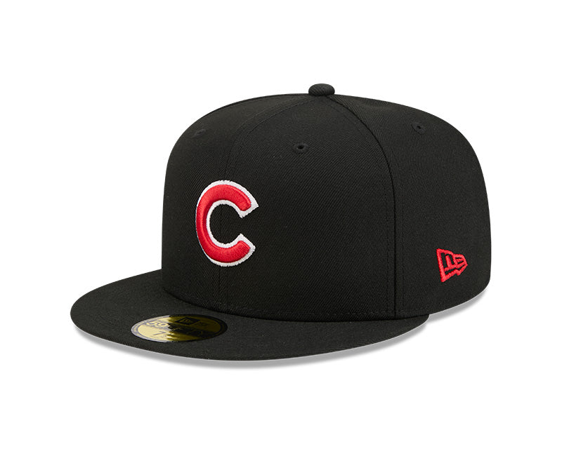 Chicago Cubs New Era 59-Fifty 5950 Black Team Color Fitted Cap