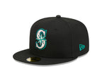 Seattle Mariners New Era 59-Fifty 5950 Black Team Color Fitted Cap