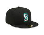 Seattle Mariners New Era 59-Fifty 5950 Black Team Color Fitted Cap
