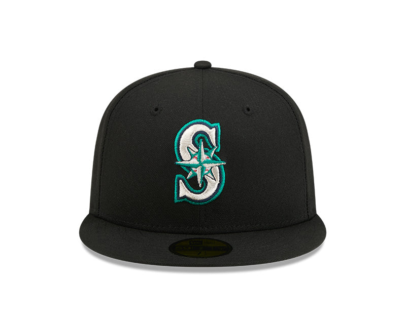 Seattle Mariners New Era 59-Fifty 5950 Black Team Color Fitted Cap