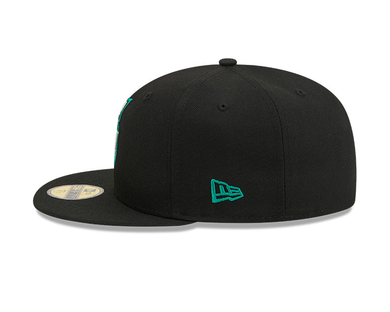 Seattle Mariners New Era 59-Fifty 5950 Black Team Color Fitted Cap