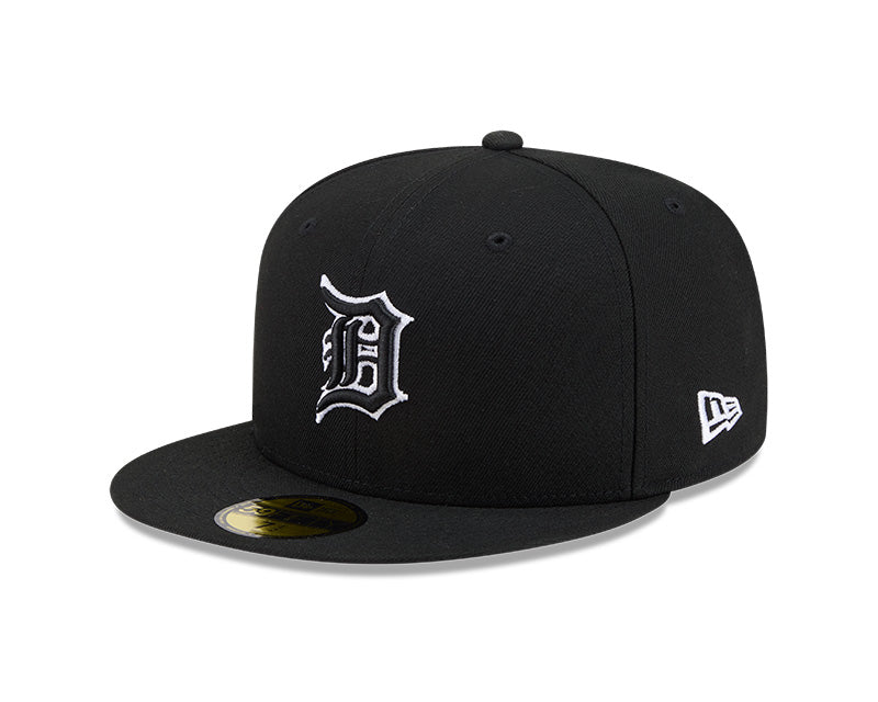 Detroit Tigers New Era 59-Fifty 5950 Black White Outline Fitted Cap
