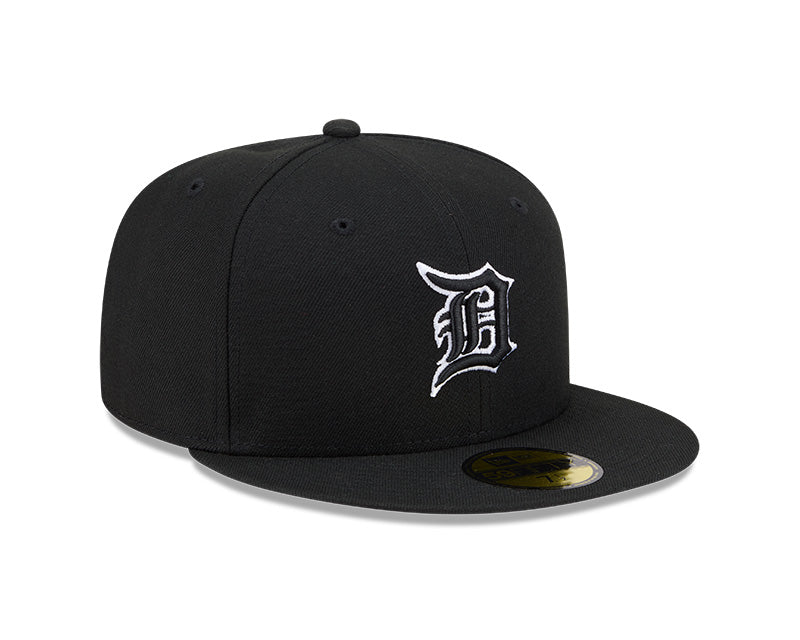 Detroit Tigers New Era 59-Fifty 5950 Black White Outline Fitted Cap