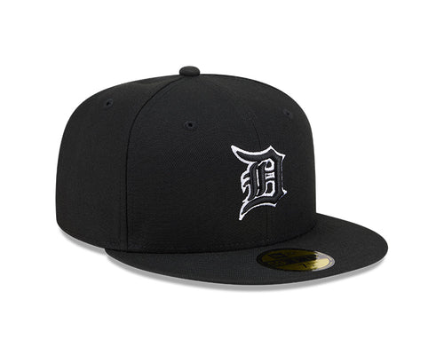 Detroit Tigers New Era 59-Fifty 5950 Black White Outline Fitted Cap