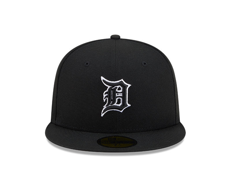 Detroit Tigers New Era 59-Fifty 5950 Black White Outline Fitted Cap