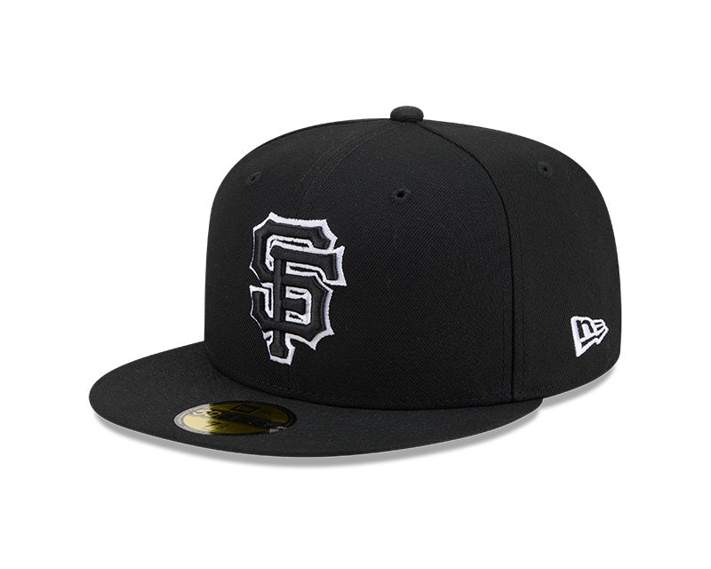 San Francisco Giants New Era 59-Fifty 5950 Black White Outline Fitted Cap