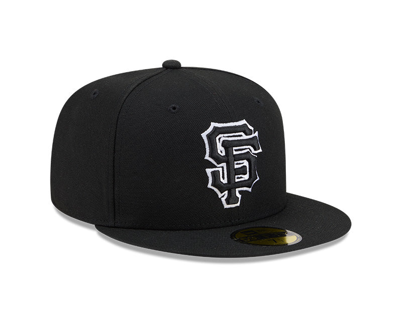 San Francisco Giants New Era 59-Fifty 5950 Black White Outline Fitted Cap