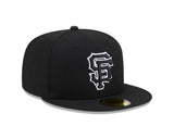 San Francisco Giants New Era 59-Fifty 5950 Black White Outline Fitted Cap