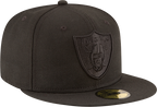 Las Vegas Raiders NFL New Era Men's 59Fifty Black on Black Tonal Fitted Hat