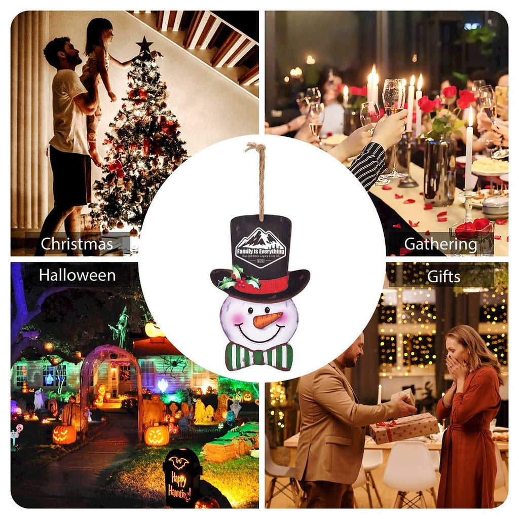 Reunion Wooden Christmas Snowman Ornament