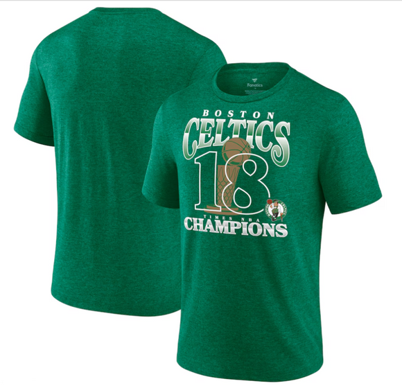 Men's Boston Celtics Fanatics Heather Kelly Green 18-Time NBA Finals Champions Tri-Blend T-Shirt