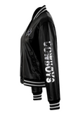 Women's NFL Cuce Black Vegan Leather Full-Snap Sequin Jacket