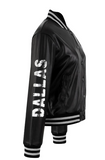 Women's NFL Cuce Black Vegan Leather Full-Snap Sequin Jacket