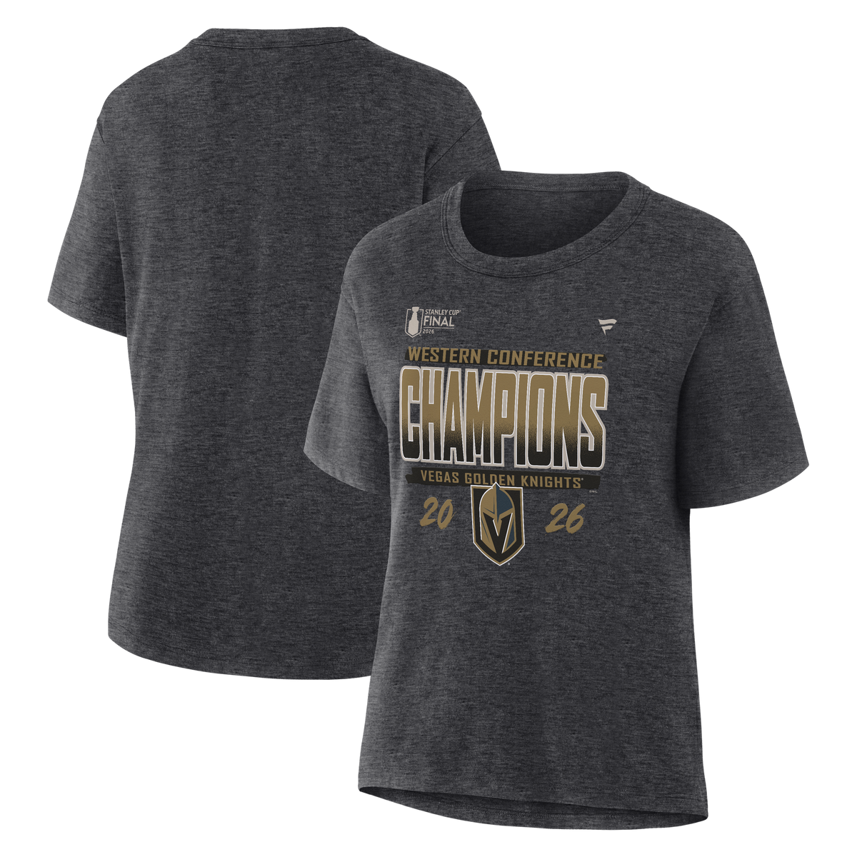 Vegas Golden Knights Fanatics Women's 2026 NHL Western Conference Champions Locker Room T-Shirt - Heather Charcoal