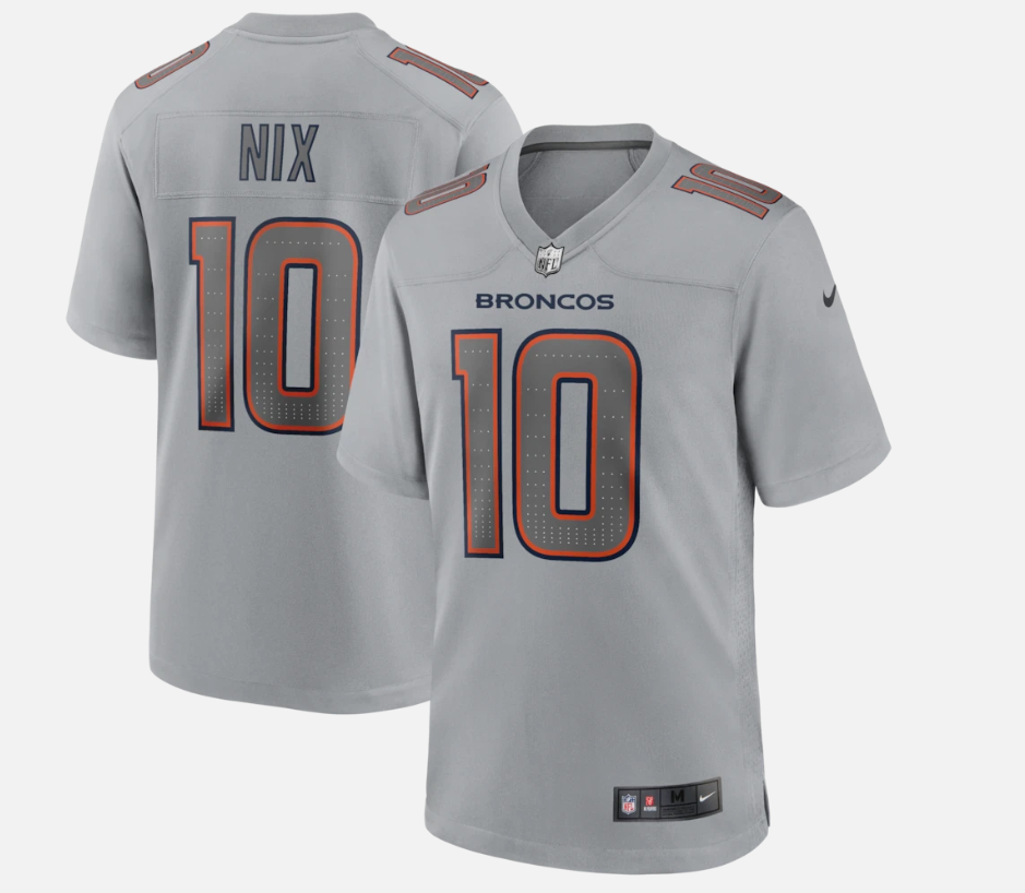 Bo Nix Nike Men's Denver Broncos Atmosphere Gray Fashion Game Jersey