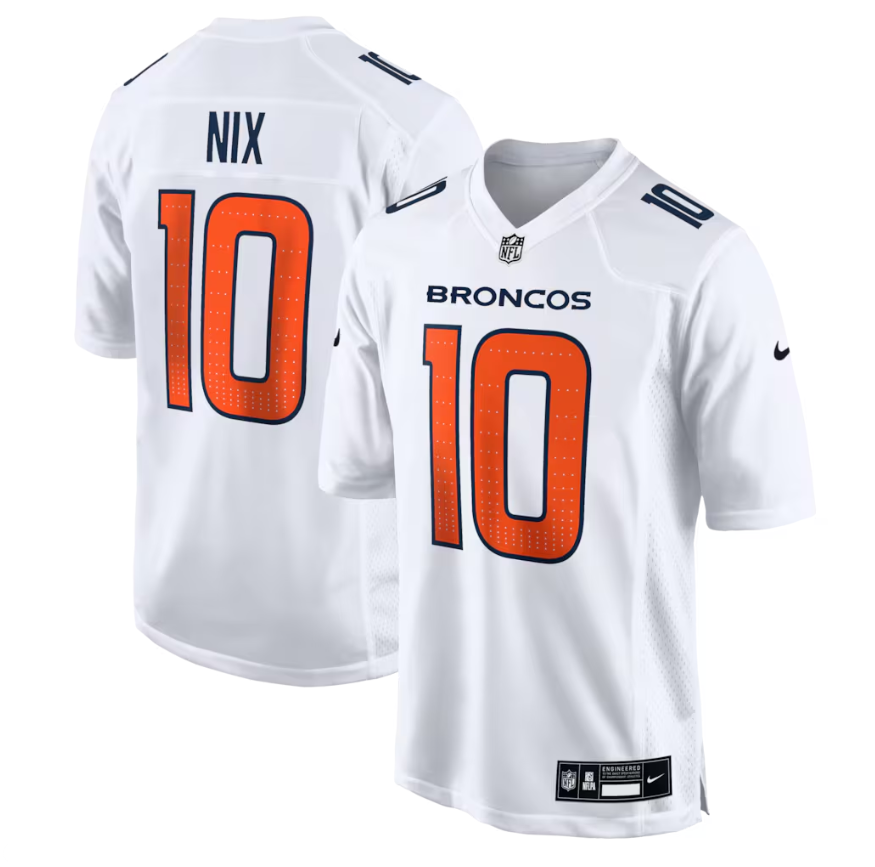 Bo Nix Nike Men's Denver Broncos White Tundra Fashion Game Jersey