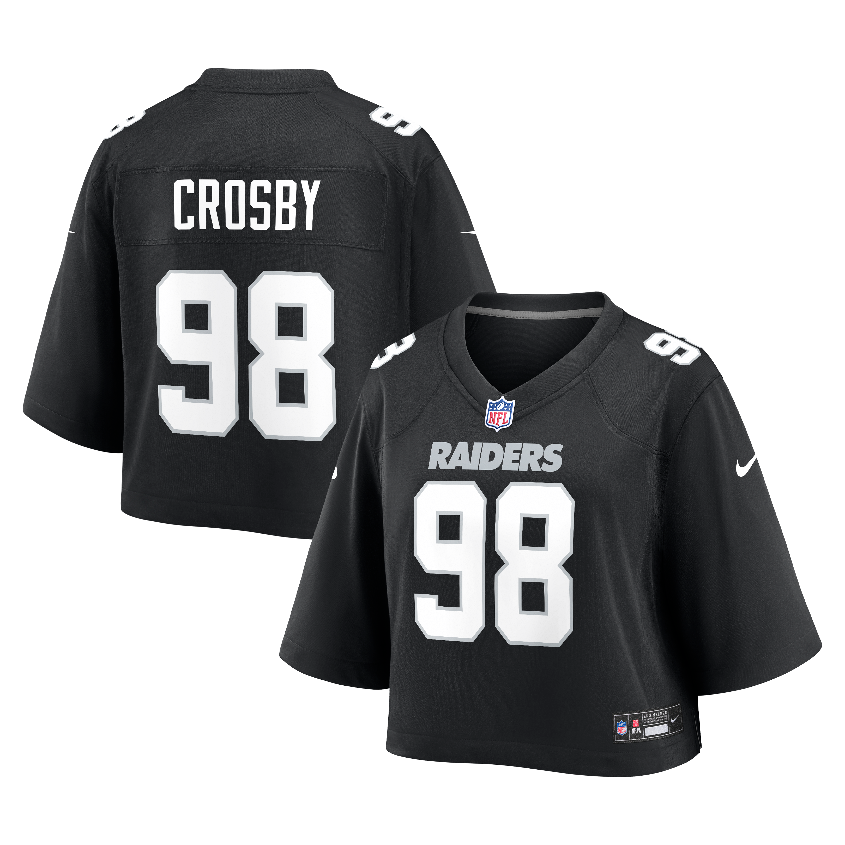 Las Vegas Raiders Women's Maxx Crosby Nike Black Cropped Fashion Game Jersey