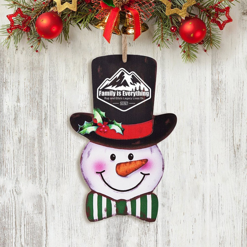 Reunion Wooden Christmas Snowman Ornament