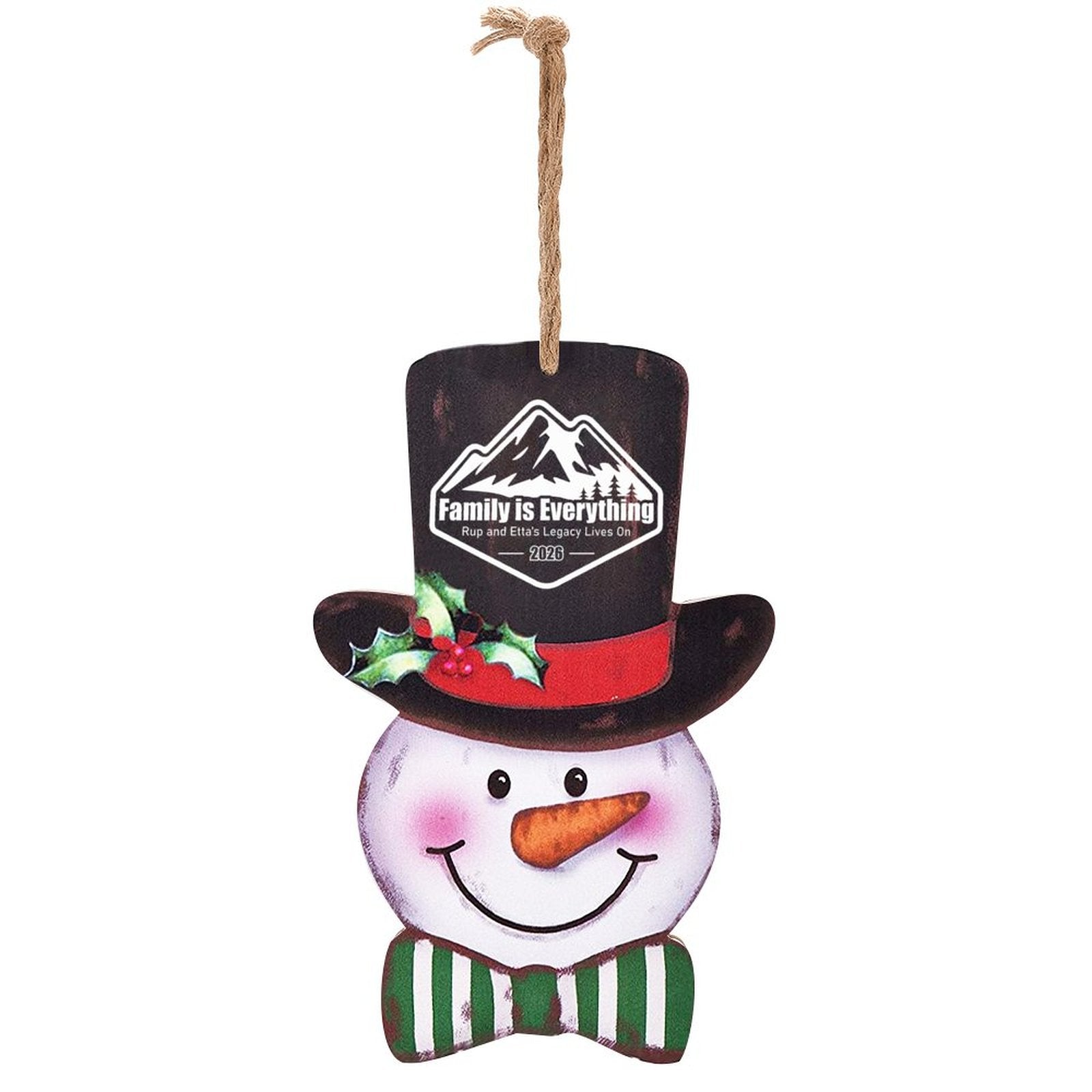Reunion Wooden Christmas Snowman Ornament