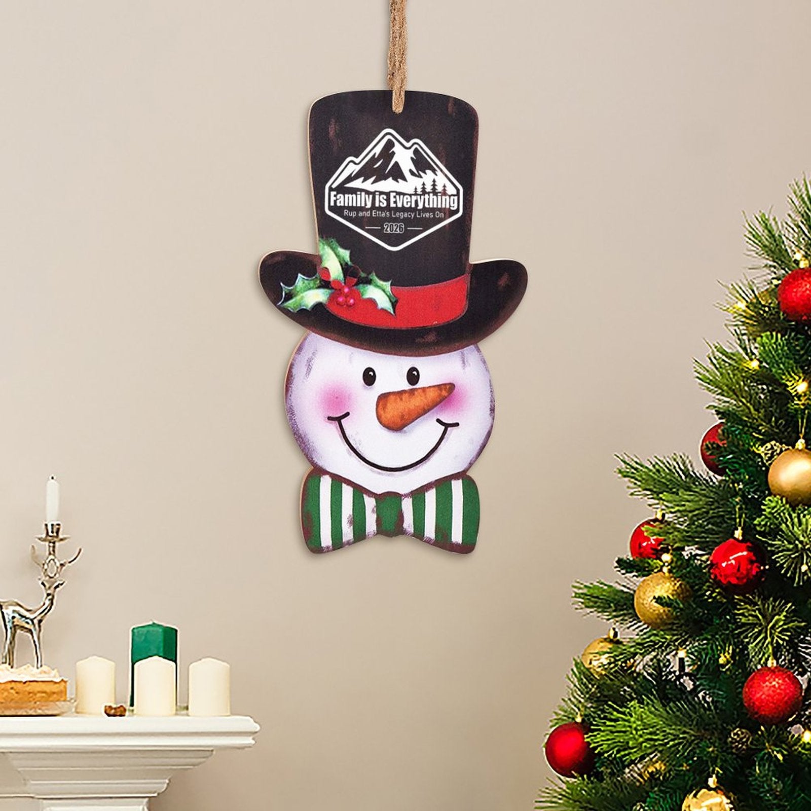 Reunion Wooden Christmas Snowman Ornament