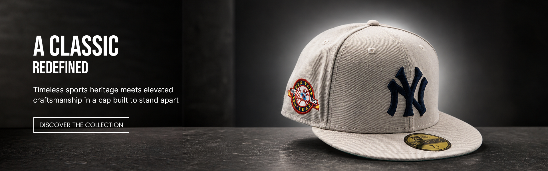 Fan wearing a fitted cap in a stadium tunnel