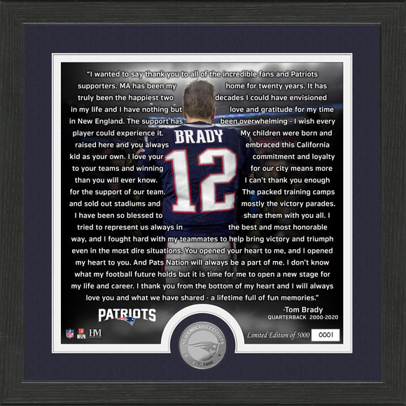 NFL New England Patriots Tom Brady Farewell Frame