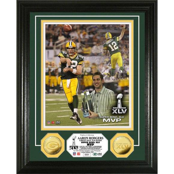 Packers Aaron Rodgers Super Bowl XLV MVP 24KT Gold Coin Photo Mint